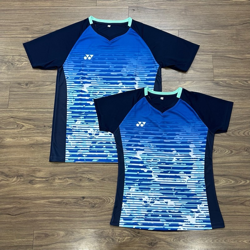 Áo cầu lông Yonex thanh lý - cặp áo xanh dương chụp thật